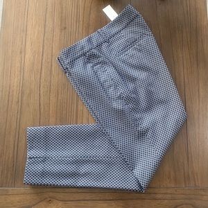 Ann Taylor navy + white geometric tapered slacks
